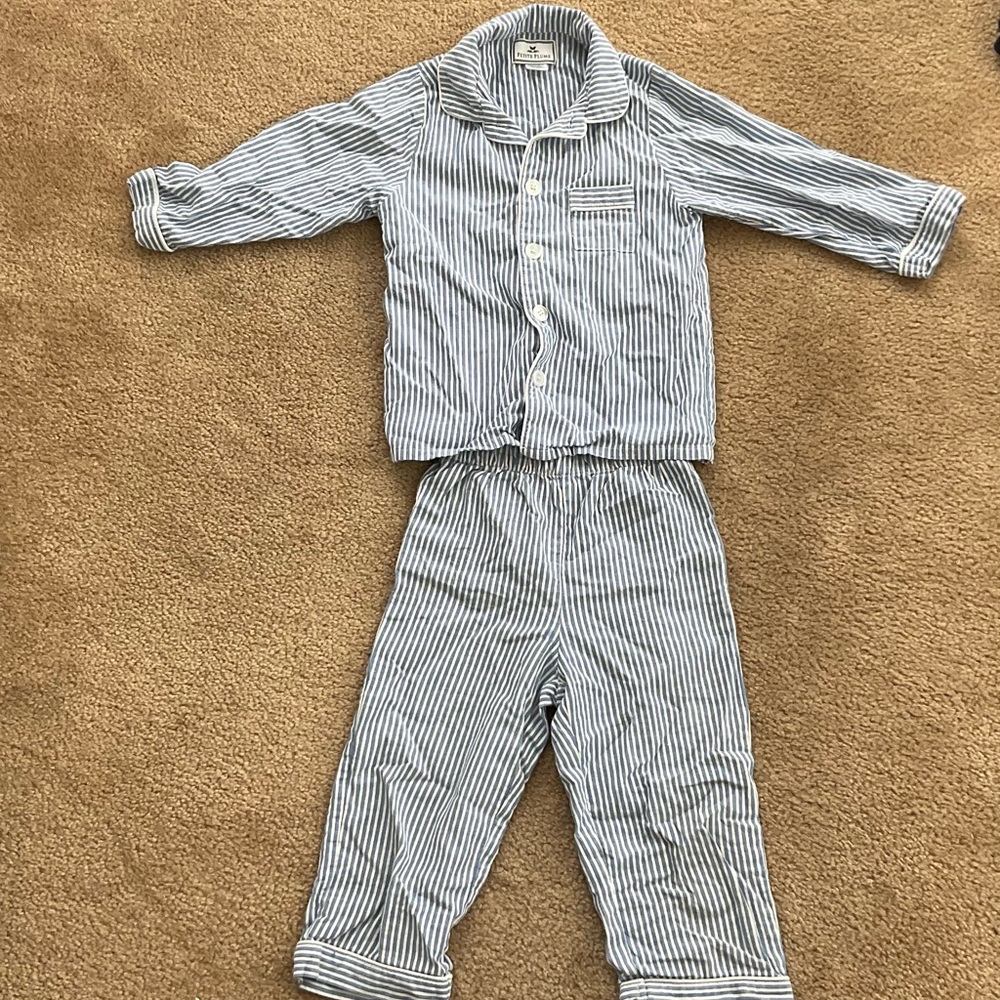 Classic Blue Striped Kids Pajama Set